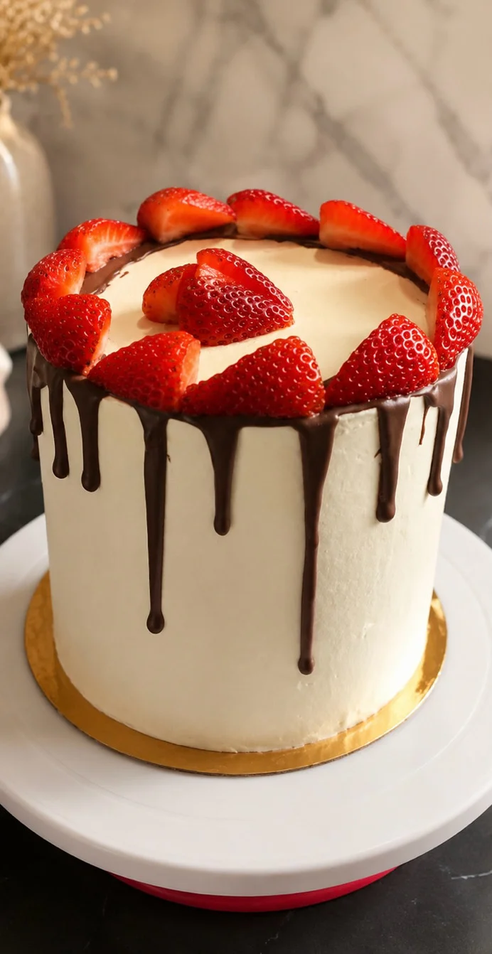 Drip Cake Cacao, Fraise & Chocolat Blan